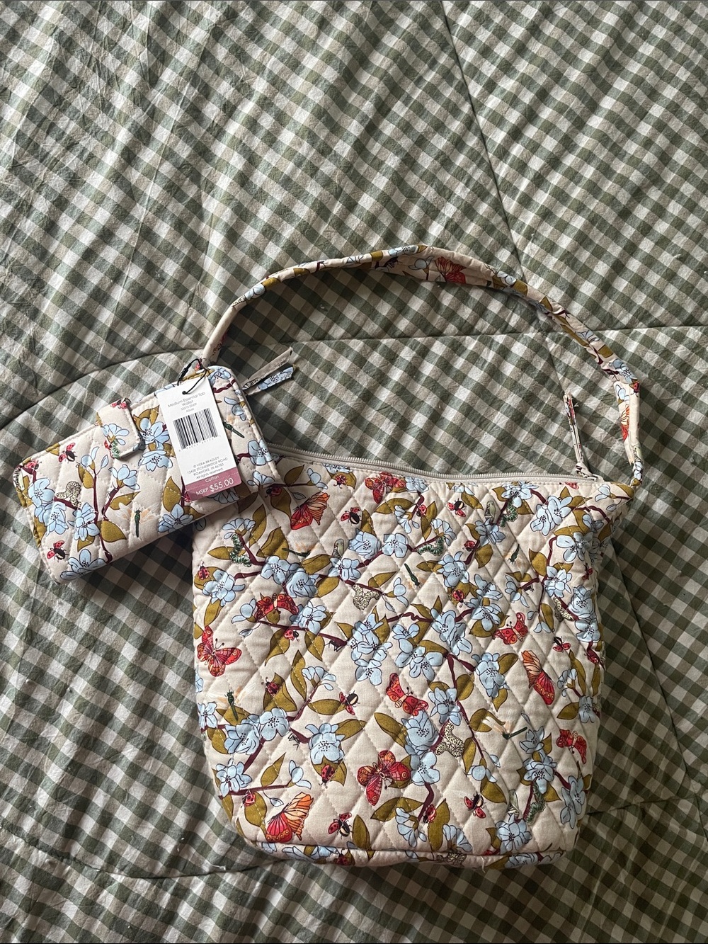 Vera Bradley Quilted Floral in Abuzz Print Shoulder Hobo Bag EUC w/NWT Wallet